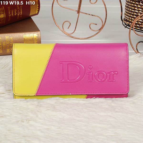 dior bi-fold wallet calfskin 119 rosered&yellow